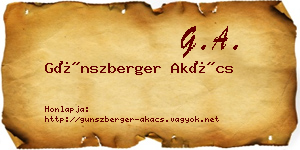 Günszberger Akács névjegykártya
